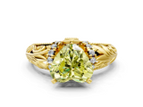 Yellow gold Fancy Yellow Heart  Solitaire Filigree Engagement Ring with Halo and Prong Setting_91