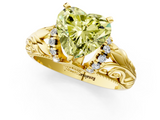 Yellow gold Fancy Yellow Heart  Solitaire Filigree Engagement Ring with Halo and Prong Setting_92