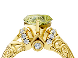 Yellow gold Fancy Yellow Heart  Solitaire Filigree Engagement Ring with Halo and Prong Setting_95
