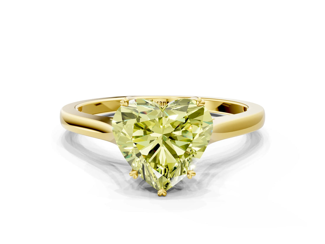 Yellow gold Fancy Yellow Heart  Solitaire Heart Prong Engagement Ring with Tapered Band_55