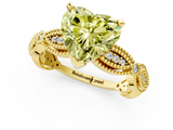 Yellow gold Fancy Yellow Heart  Solitaire Milgrain Diamond Engagement Ring with Bezel and Marquise Band_155