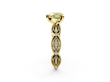 Yellow gold Fancy Yellow Heart  Solitaire Milgrain Diamond Engagement Ring with Bezel and Marquise Band_156