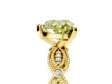 Yellow gold Fancy Yellow Heart  Solitaire Milgrain Diamond Engagement Ring with Bezel and Marquise Band_159