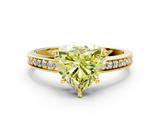 Yellow gold Fancy Yellow Heart  Solitaire Pavé Band Prong Setting Ring_20