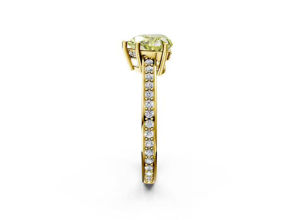 Yellow gold Fancy Yellow Heart  Solitaire Pavé Band Prong Setting Ring
