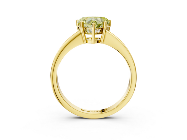 Yellow gold Fancy Yellow Heart  Solitaire Pavé Band Prong Setting Ring