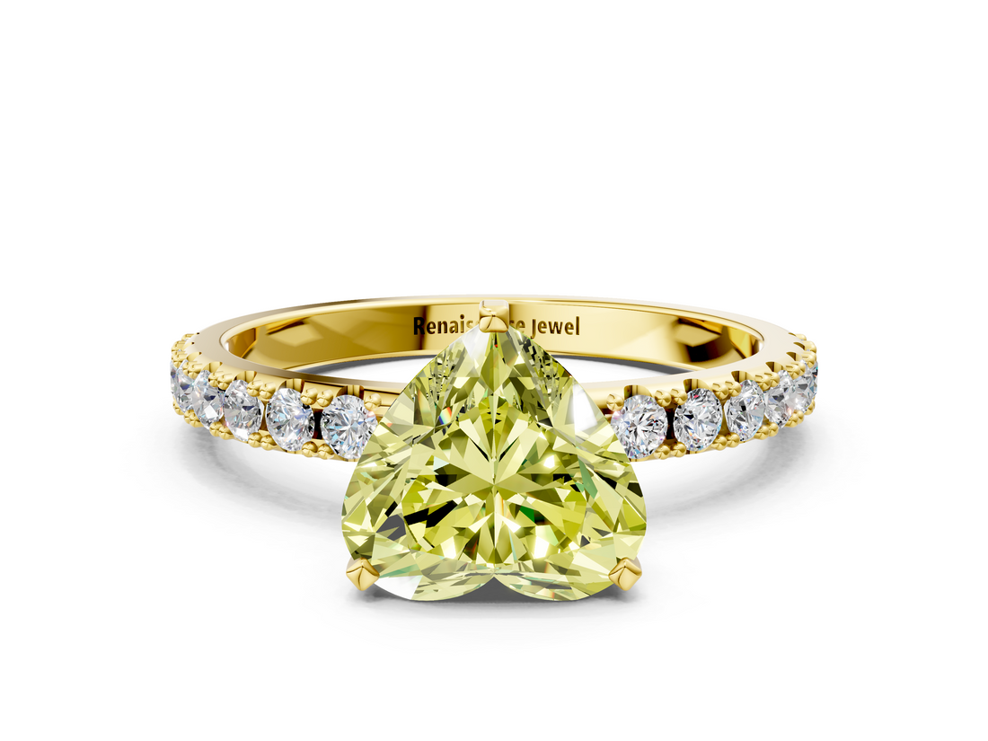 Yellow gold Fancy Yellow Heart  Solitaire Pavé Band with Four-Prong Setting_155
