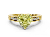 Yellow gold Fancy Yellow Heart  Solitaire Pavé Diamond Milgrain Engagement Ring with Four-Prong Setting_3