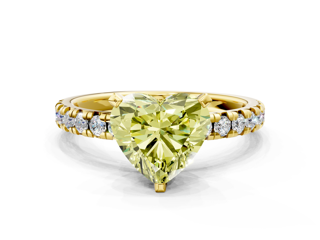 Yellow gold Fancy Yellow Heart  Solitaire Pave Diamond Engagement Ring with Four-Prong Setting_324