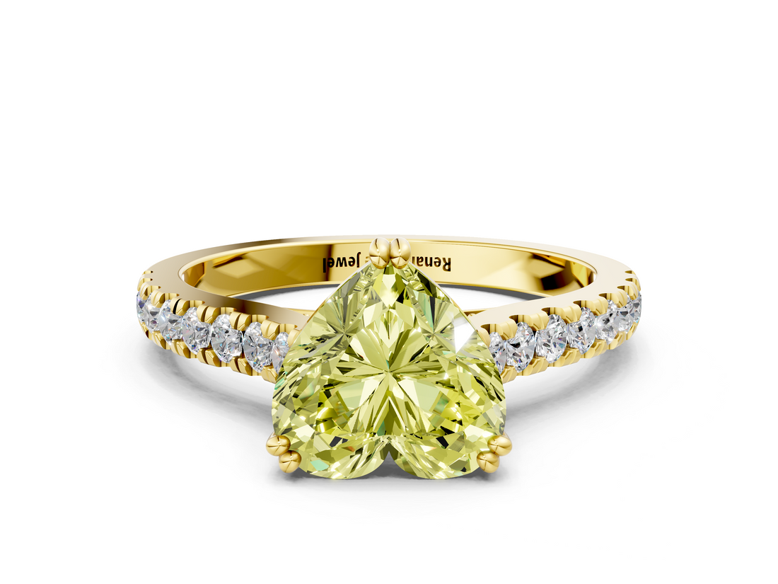 Yellow gold Fancy Yellow Heart  Solitaire Pave Diamond Engagement Ring with Prong Setting_19