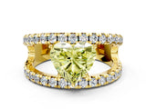 Yellow gold Fancy Yellow Heart  Solitaire Split Shank Pave Diamond Ring_47