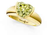 Yellow gold Fancy Yellow Heart  Solitaire Tension Set Diamond Ring with Wide Band_38