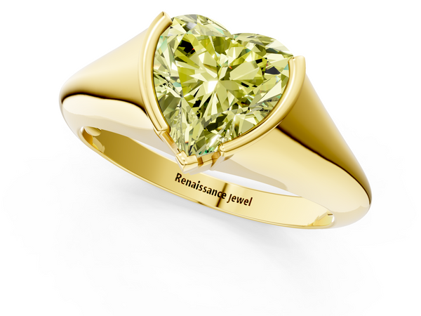 Yellow gold Fancy Yellow Heart  Solitaire Tension Set Diamond Ring