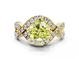 Yellow gold Fancy Yellow Heart  Solitaire Twist Band Pavé Diamond Engagement Ring_55