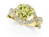 Yellow gold Fancy Yellow Heart  Solitaire Twist Band Pavé Diamond Engagement Ring_56