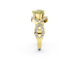 Yellow gold Fancy Yellow Heart  Solitaire Twist Band Pavé Diamond Engagement Ring_57