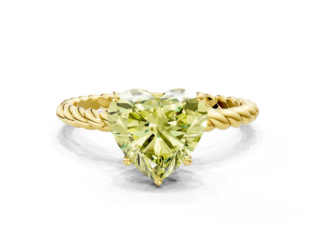 Yellow gold Fancy Yellow Heart  Solitaire Twist Band Ring with Four-Prong Setting_68