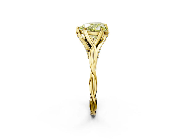 Yellow gold Fancy Yellow Heart  Solitaire Twist Band Six-Prong Setting