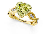 Yellow gold Fancy Yellow Heart  Solitaire Twist Band with Leaf Prong Setting 2