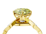 Yellow gold Fancy Yellow Heart  Solitaire Twist Band with Leaf Prong Setting 5