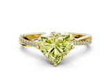 Yellow gold Fancy Yellow Heart  Solitaire Twist Band with Pavé Diamonds and Four-Prong Setting_53
