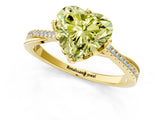 Yellow gold Fancy Yellow Heart  Solitaire Twist Band with Pavé Diamonds and Four-Prong Setting_54