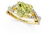 Yellow gold Fancy Yellow Heart  Solitaire Twist Band with Pavé Setting and Four-Prong Setting_35