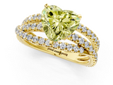 Yellow gold Fancy Yellow Heart  Solitaire Twist Band with Pavé Setting and Four-Prong Setting_94