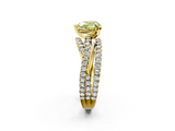 Yellow gold Fancy Yellow Heart  Solitaire Twist Band with Pavé Setting and Four-Prong Setting_95