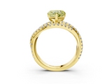 Yellow gold Fancy Yellow Heart  Solitaire Twist Band with Pavé Setting and Four-Prong Setting_96