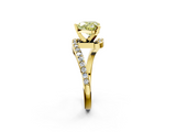 Yellow gold Fancy Yellow Heart  Solitaire Twist Band with Pave Set Diamonds and Four-Prong Setting_109
