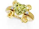 Yellow gold Fancy Yellow Heart  Solitaire Twisted Band Scroll Prong Ring_4