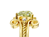 Yellow gold Fancy Yellow Heart  Solitaire Twisted Band Scroll Prong Ring_8