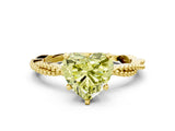 Yellow gold Fancy Yellow Heart  Solitaire Twisted Band with Bead Prong Setting_279