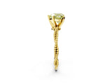 Yellow gold Fancy Yellow Heart  Solitaire Twisted Band with Bead Prong Setting_281