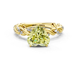 Yellow gold Fancy Yellow Heart  Solitaire Twisted Band with Pavé Accents and Four-Prong Setting_3