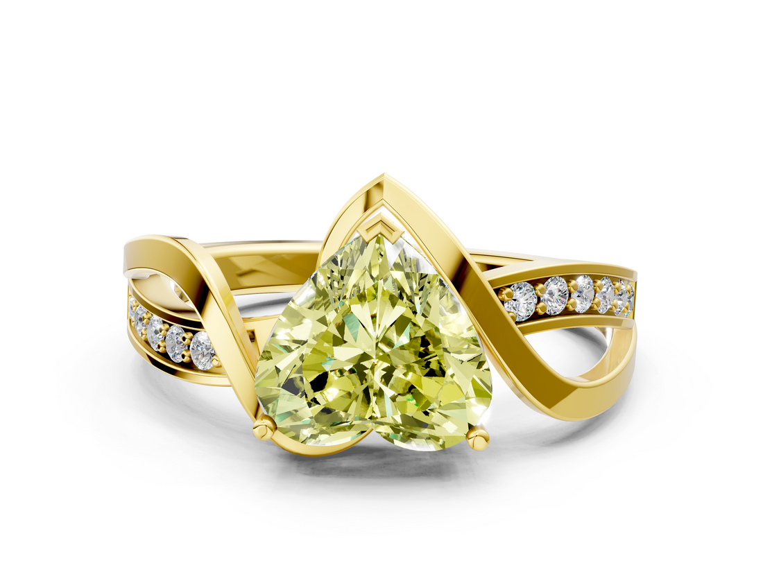 Yellow gold Fancy Yellow Heart  Solitaire Twisted Band with Prong Setting_3