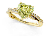 Yellow gold Fancy Yellow Heart  Solitaire Twisted Pave Diamond Ring with Four-Prong Setting_13