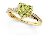 Yellow gold Fancy Yellow Heart  Solitaire Twisted Pave Diamond Ring with Four-Prong Setting_133