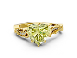 Yellow gold Fancy Yellow Heart  Solitaire Vine Band with Milgrain Prong Setting_3