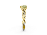 Yellow gold Fancy Yellow Heart  Solitaire Vine Band with Milgrain Prong Setting_5