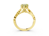 Yellow gold Fancy Yellow Heart  Solitaire Vine Band with Milgrain Prong Setting_6