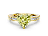 Yellow gold Fancy Yellow Heart  Solitaire with Pavé Band and Four-Prong Setting_301