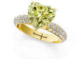 Yellow gold Fancy Yellow Heart  Solitaire with Pave Band and Four-Prong Setting_4