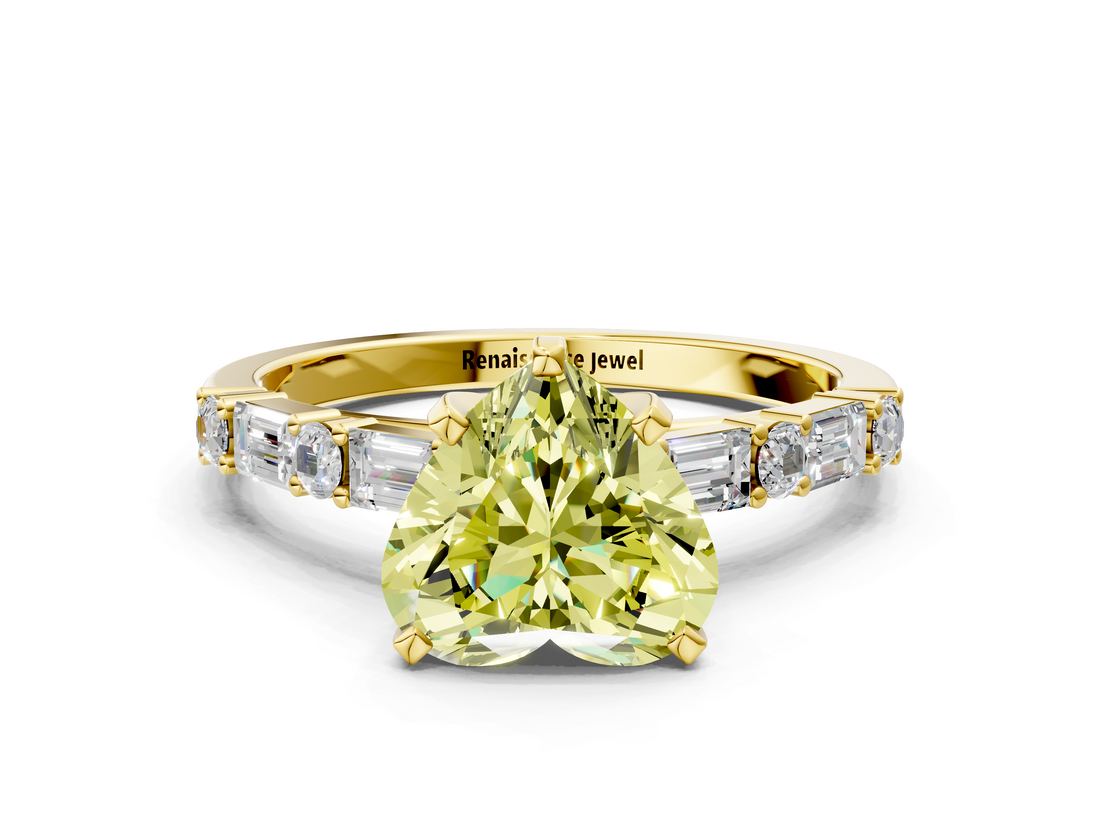 Yellow gold Fancy Yellow Heart  Solitaire with Side Baguettes and Channel Set Band_61