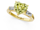 Yellow gold Fancy Yellow Heart  Solitaire with Tapered Baguette Side Stones on a Classic Band with Four-Prong Setting_60