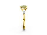 Yellow gold Fancy Yellow Heart  Solitaire with Tapered Baguette Side Stones on a Classic Band with Four-Prong Setting_61