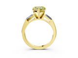 Yellow gold Fancy Yellow Heart  Solitaire with Tapered Baguette Side Stones on a Classic Band with Four-Prong Setting_62