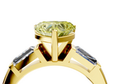 Yellow gold Fancy Yellow Heart  Solitaire with Tapered Baguette Side Stones on a Classic Band with Four-Prong Setting_63