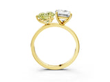 Yellow gold Fancy Yellow Heart  and Emerald Cut Toi Moi Ring with Prong Setting_49